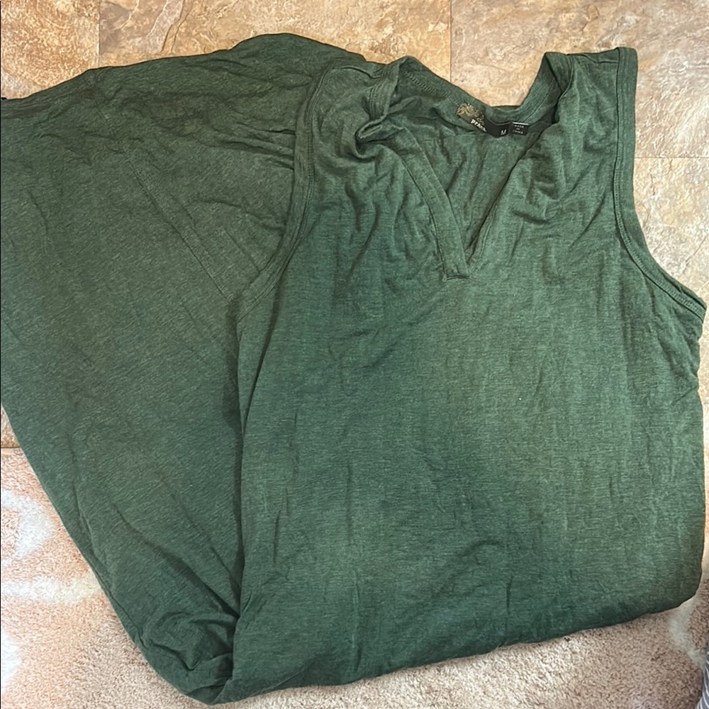 Prana Green Maxi Dress Sleeveless double layer